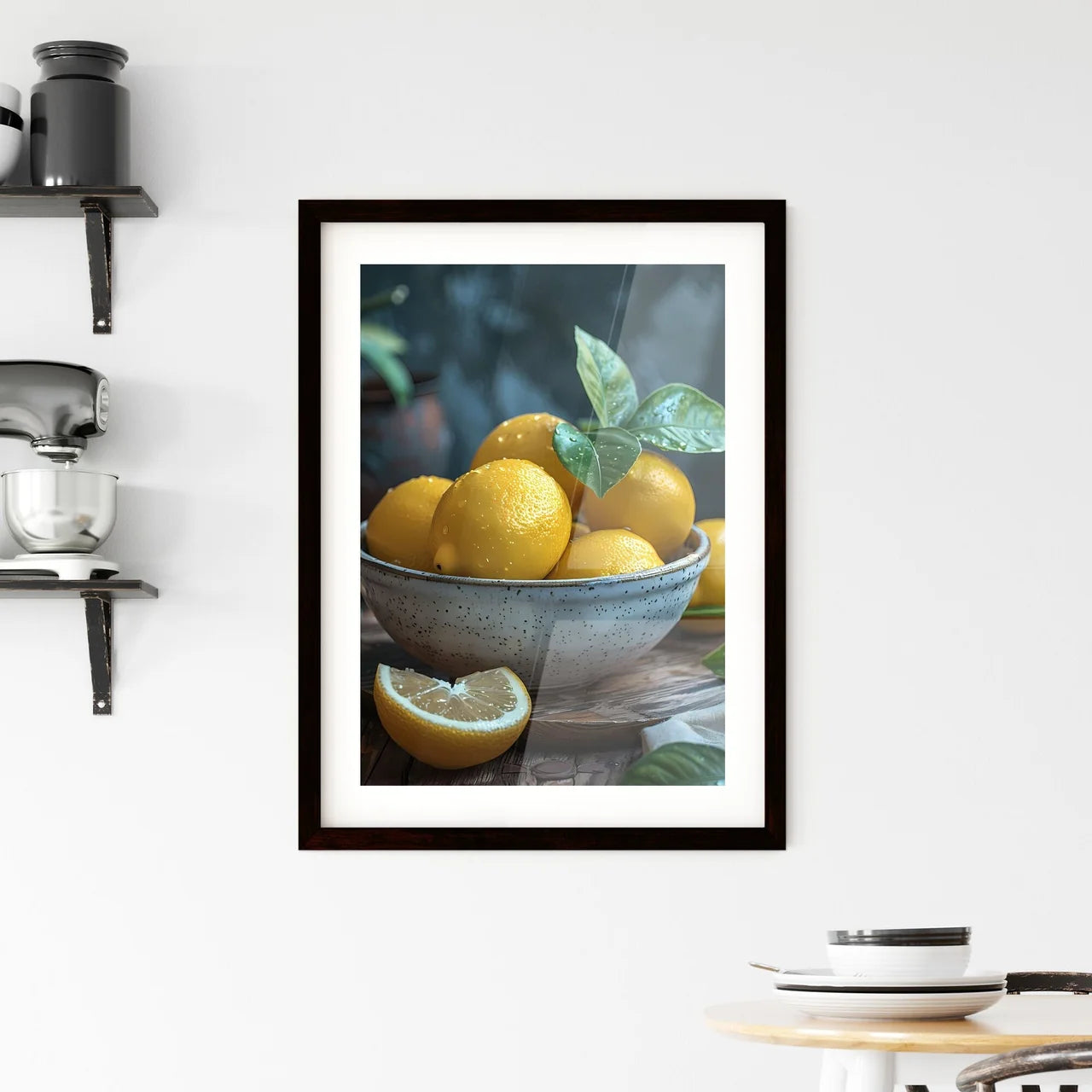 Atmospheric bowl of lemons painting Framed Print