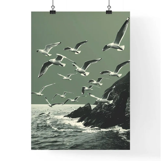 Vibrant Flock of Seagulls Painting  Poster