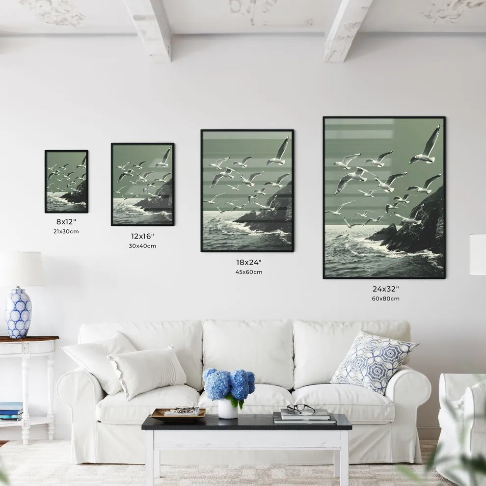 Vibrant Flock of Seagulls Painting  Size Chart