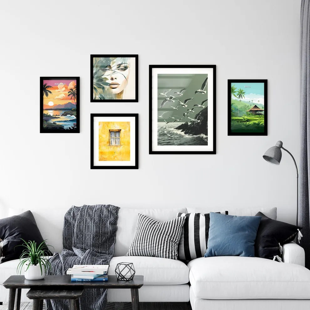 Vibrant Flock of Seagulls Painting  Art Print