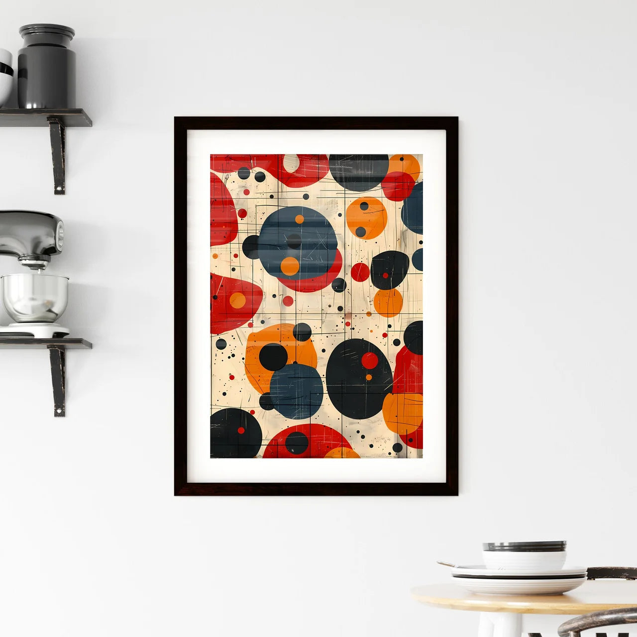 Retro Organic Shapes Pattern Framed Print