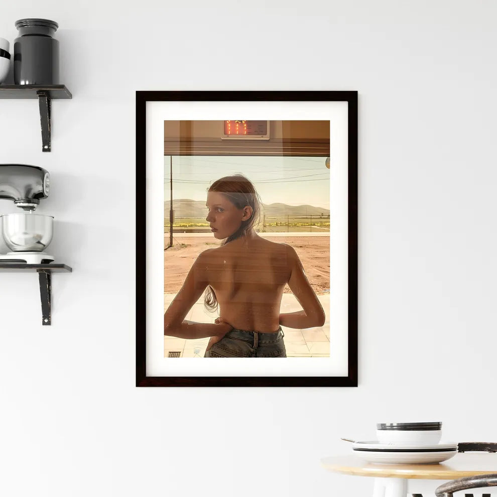 Retro gas station art painting Framed Print