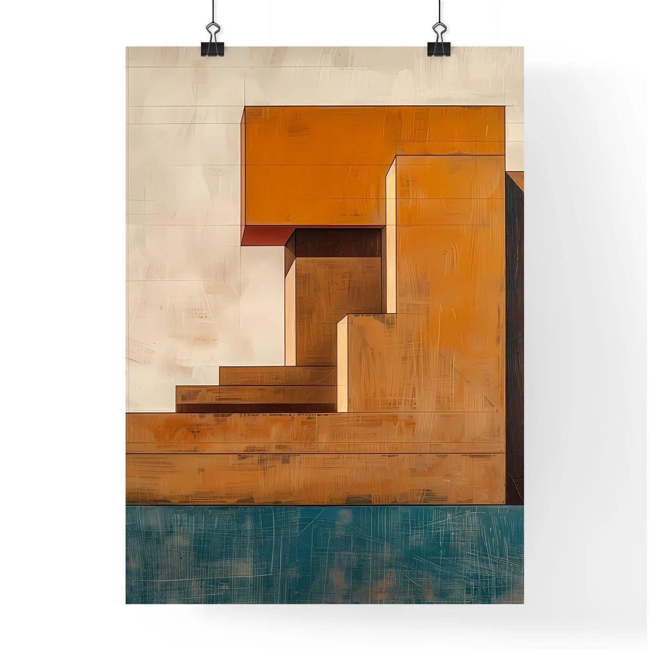 Minimalist Golden Ratio Staircase Artwork | Gradient Abstract Painting | Geometric Modern Home Decor Poster