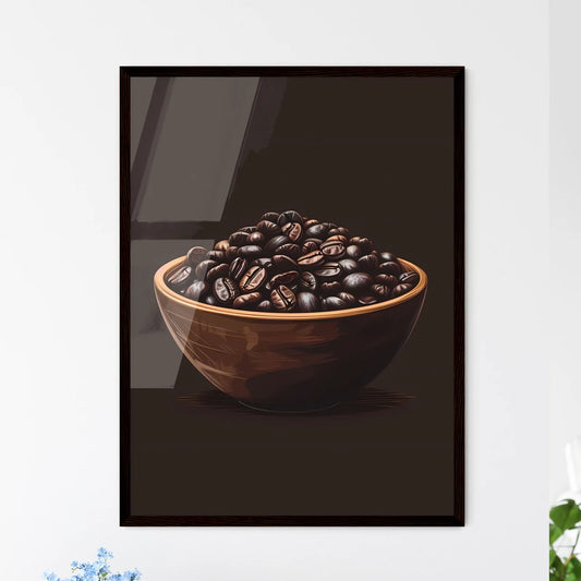 Vibrant Painting of Coffee Beans in a Bowl o - Framed Art Print