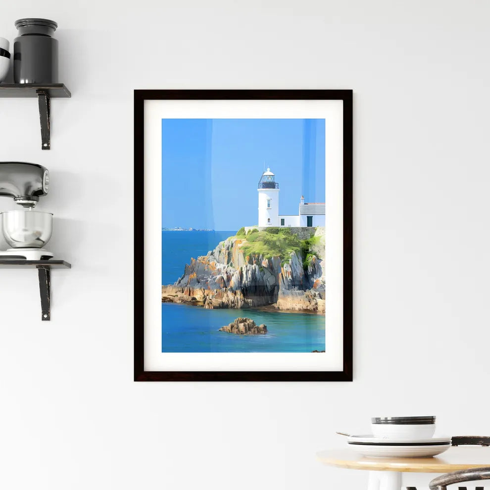 Lighthouse on Loutre Island Near Guernsey, France, with Vibrant, Painterly Detail High Resolution Custom Print