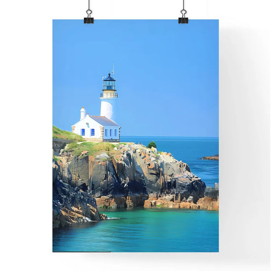 Panoramic Fine Art Lighthouse Beach House French Coast Loutre Island Blue Sky France Poster