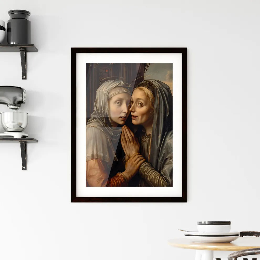 Medieval nun in museum paints an ecstatic wh Framed Print