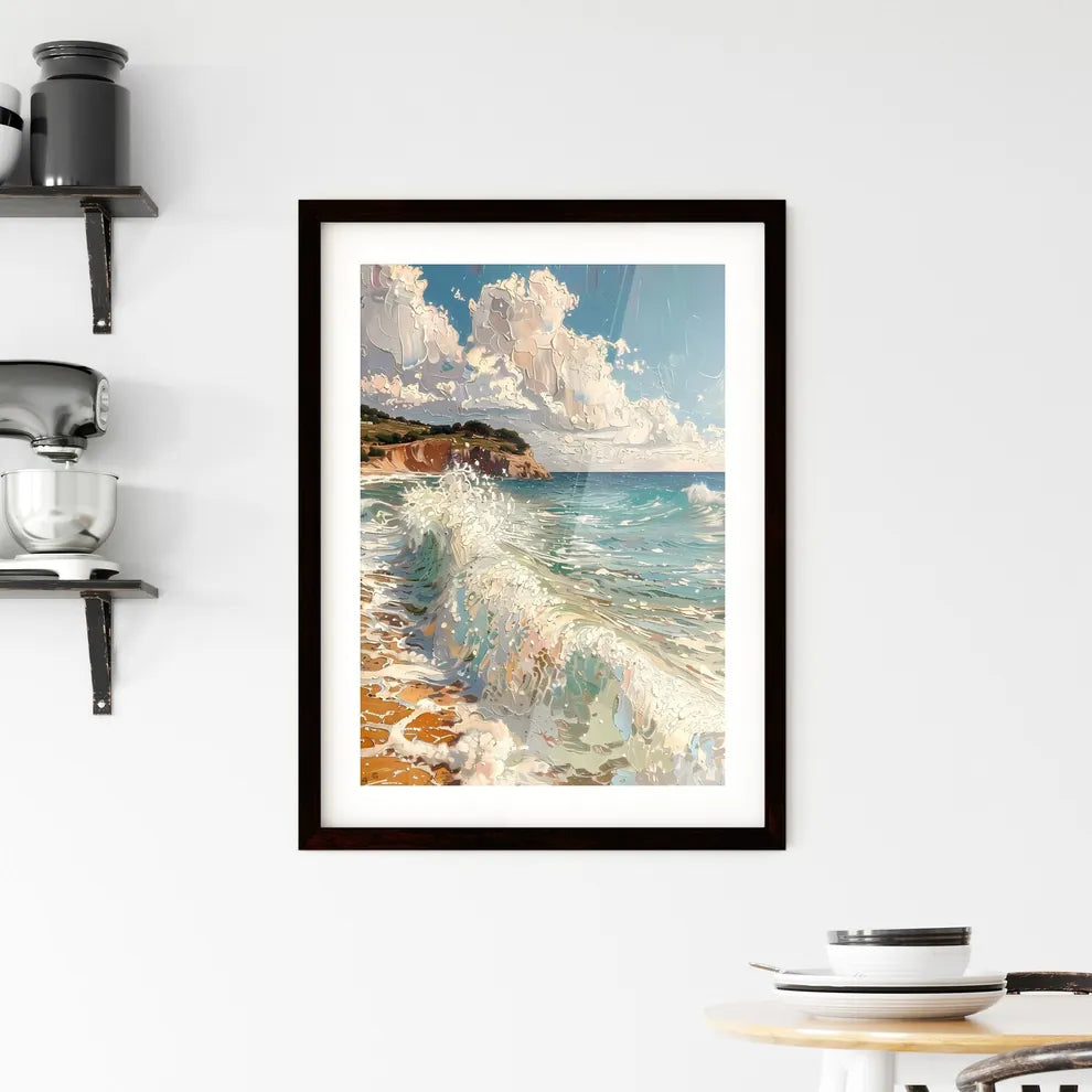 Pointillist Mediterranean Seascape Framed Print