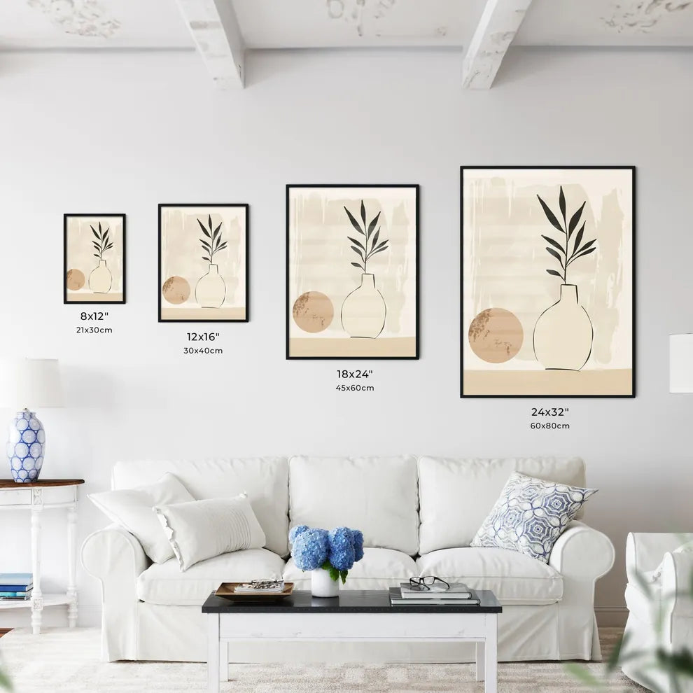 Minimalist Boho Painting Plant Vase Vibrant  - Kitchen Hangings