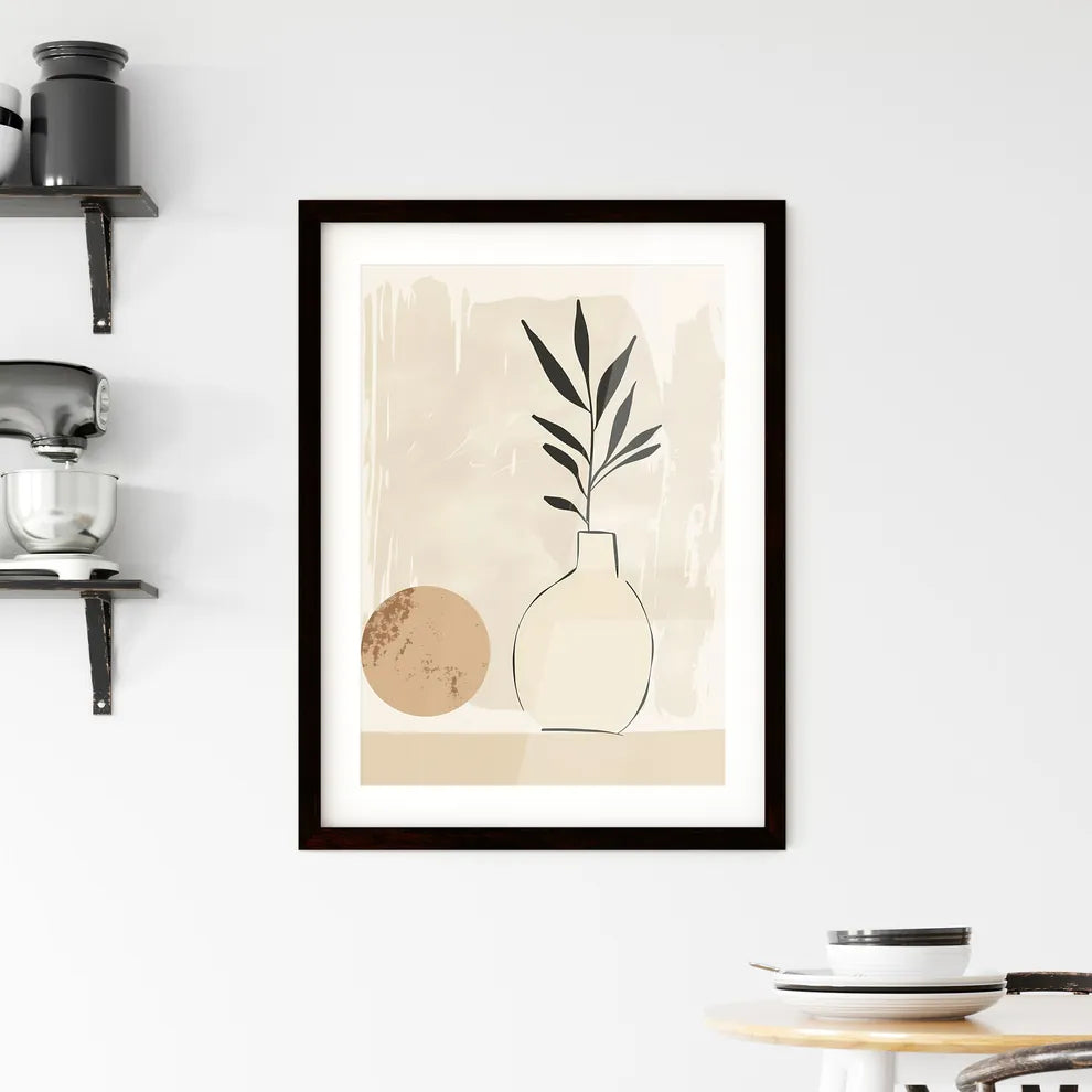Minimalist Boho Painting Plant Vase Vibrant  Framed Print