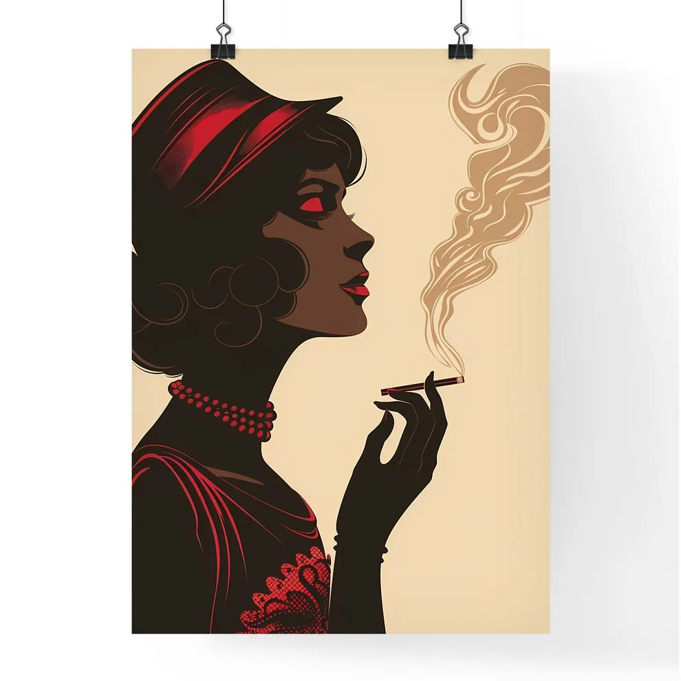 Elegant Vintage Lady Smoking Cigarette - Min Poster