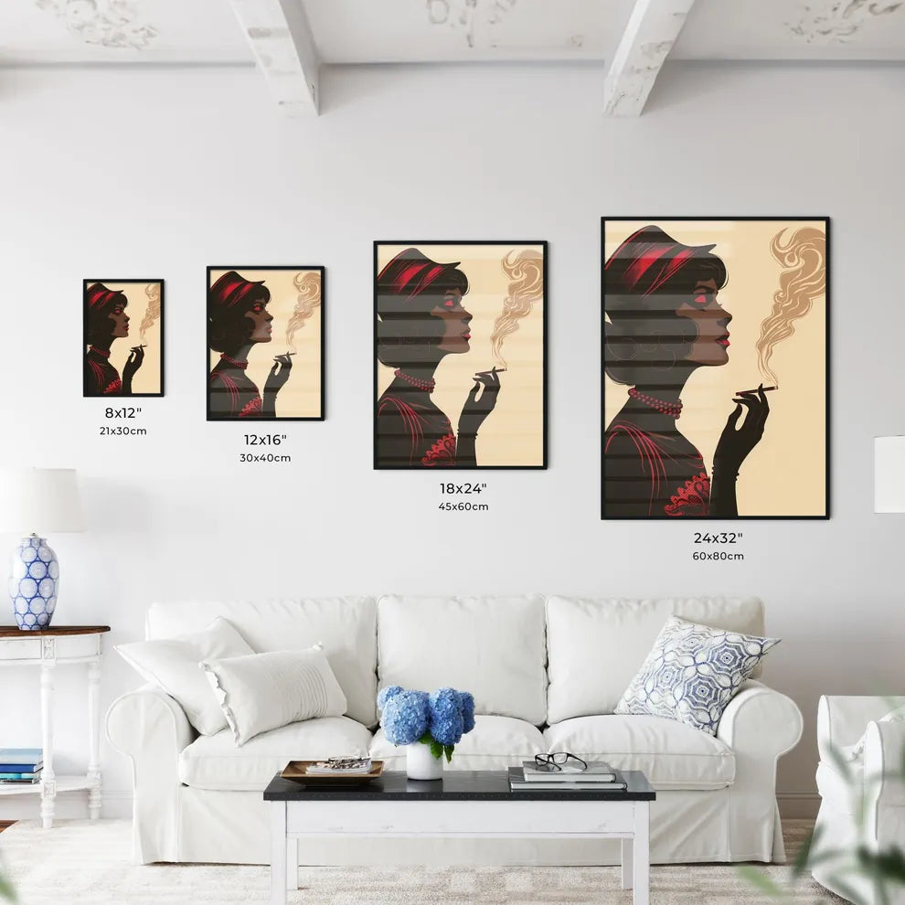Elegant Vintage Lady Smoking Cigarette - Min - Kitchen Hangings