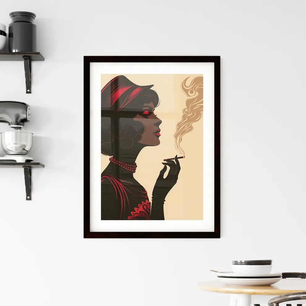 Elegant Vintage Lady Smoking Cigarette - Min Framed Print