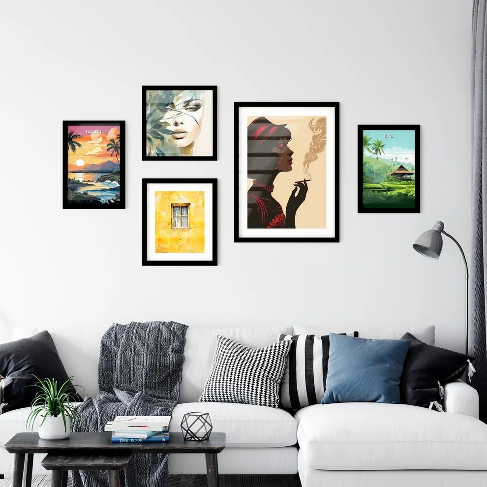 Elegant Vintage Lady Smoking Cigarette - Min Wall Art