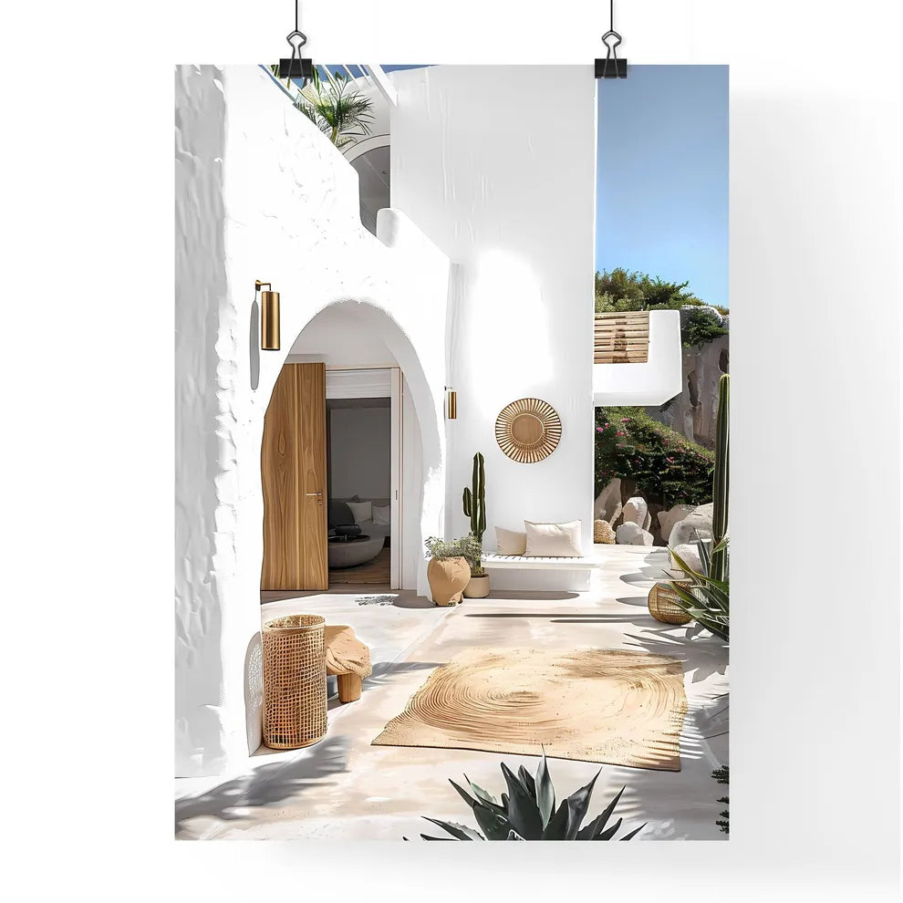 Modern Mediterranean villa with white walls Poster