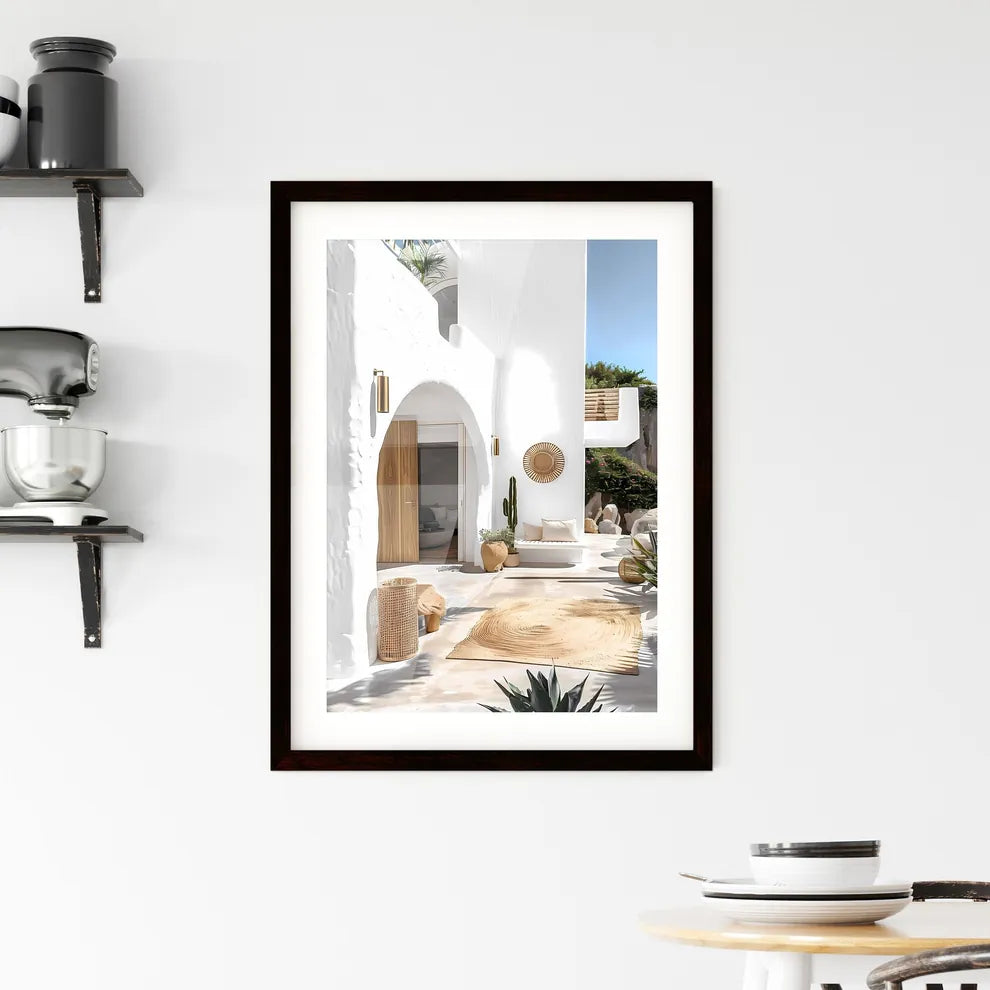 Modern Mediterranean villa with white walls Framed Print