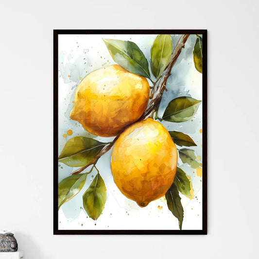 Artful Watercolor Painting of Two Lemons on  - Framed Art Print