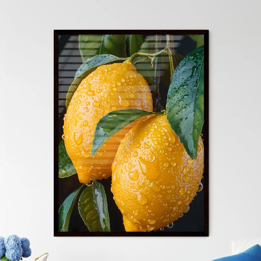Watercolor Painting of Two Lemons on a Branc - Framed Art Print