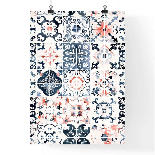 Minimalist watercolor mosaic pattern Poster