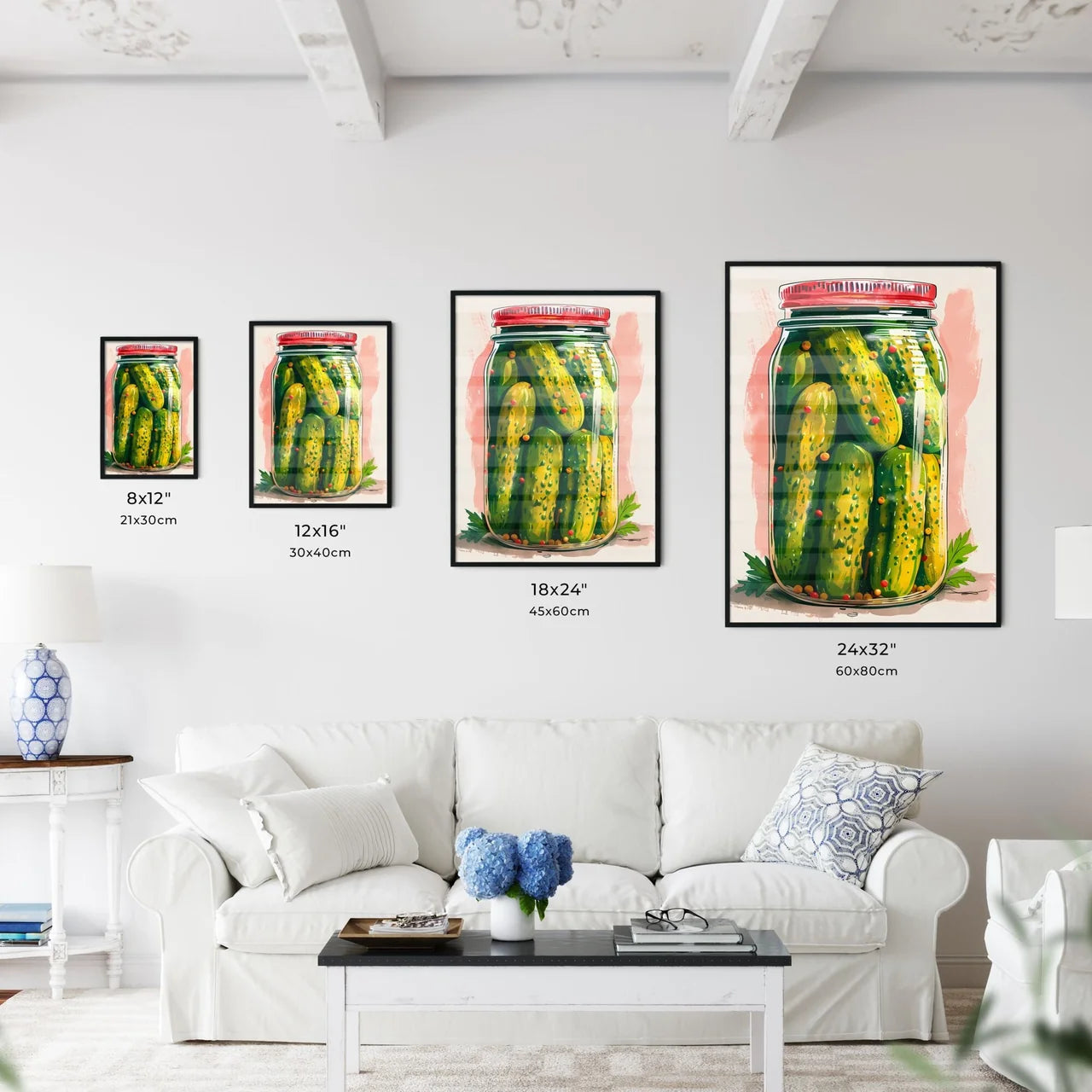Abstract art painting of pickles in a glass  - Kitchen Hangings