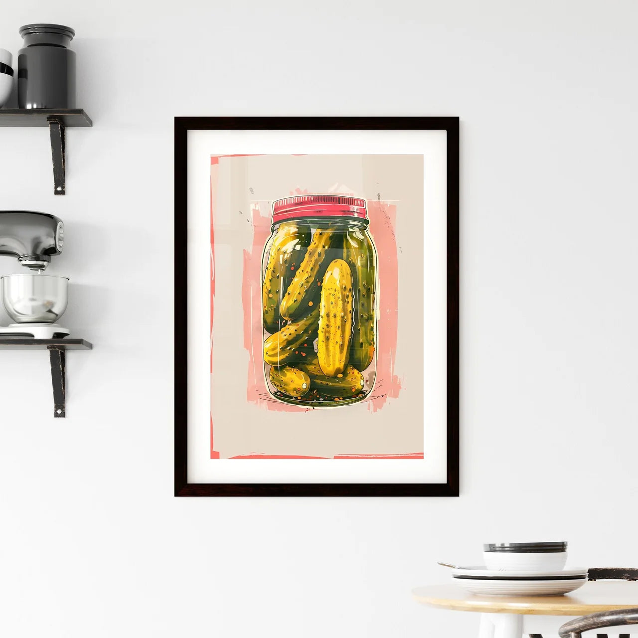 Vibrant Art Painting of a Jar of Pickles Framed Print