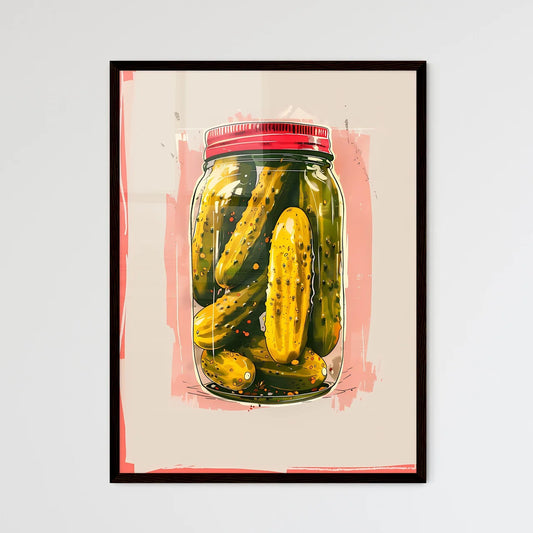 Vibrant Art Painting of a Jar of Pickles - Framed Art Print