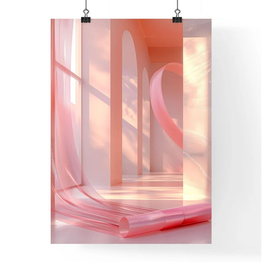 Pink Ribbon on Abstract Canvas Poster