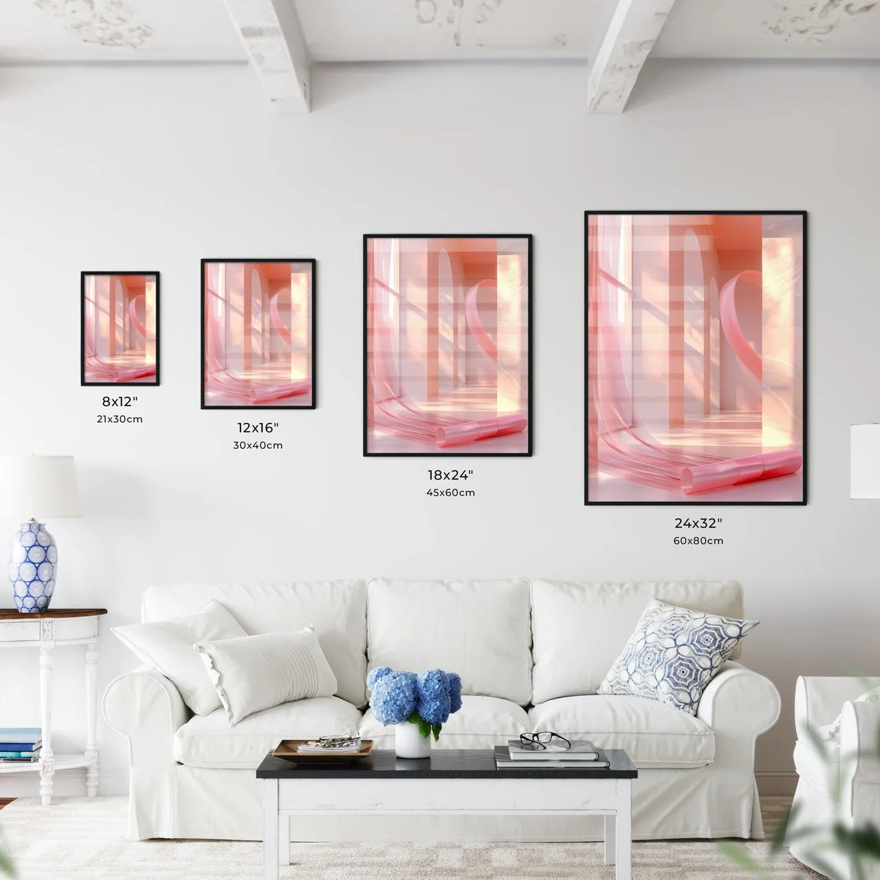Pink Ribbon on Abstract Canvas - Kitchen Hangings
