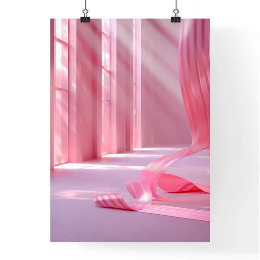 Abstract Pink Ribbon Art Decor on White Wall Poster