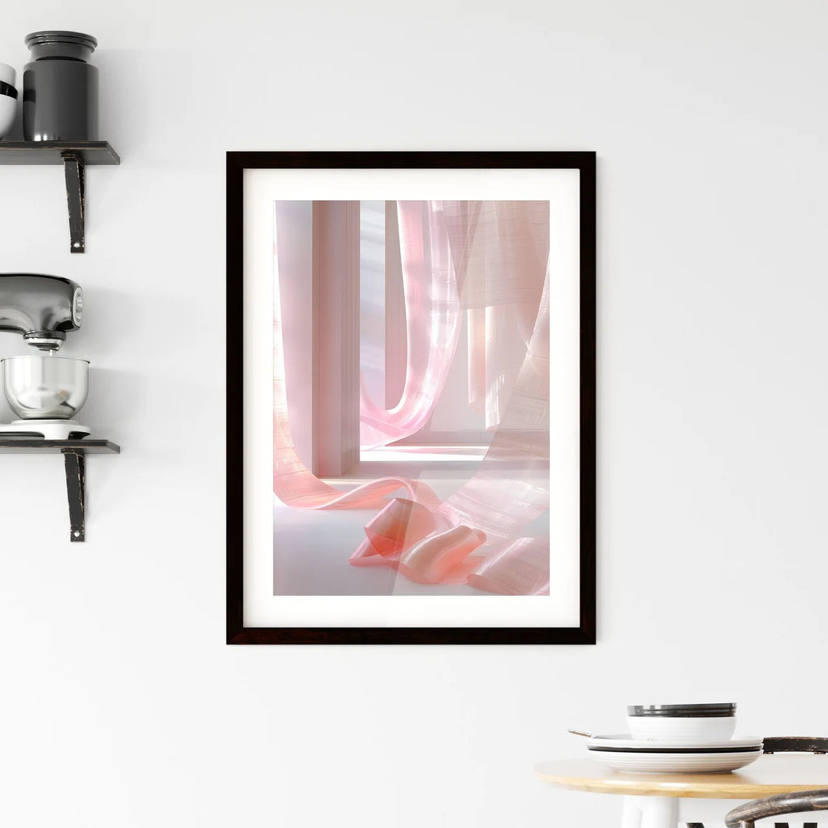 Abstract Art of Vibrant Pink Ribbon with Cur Framed Print