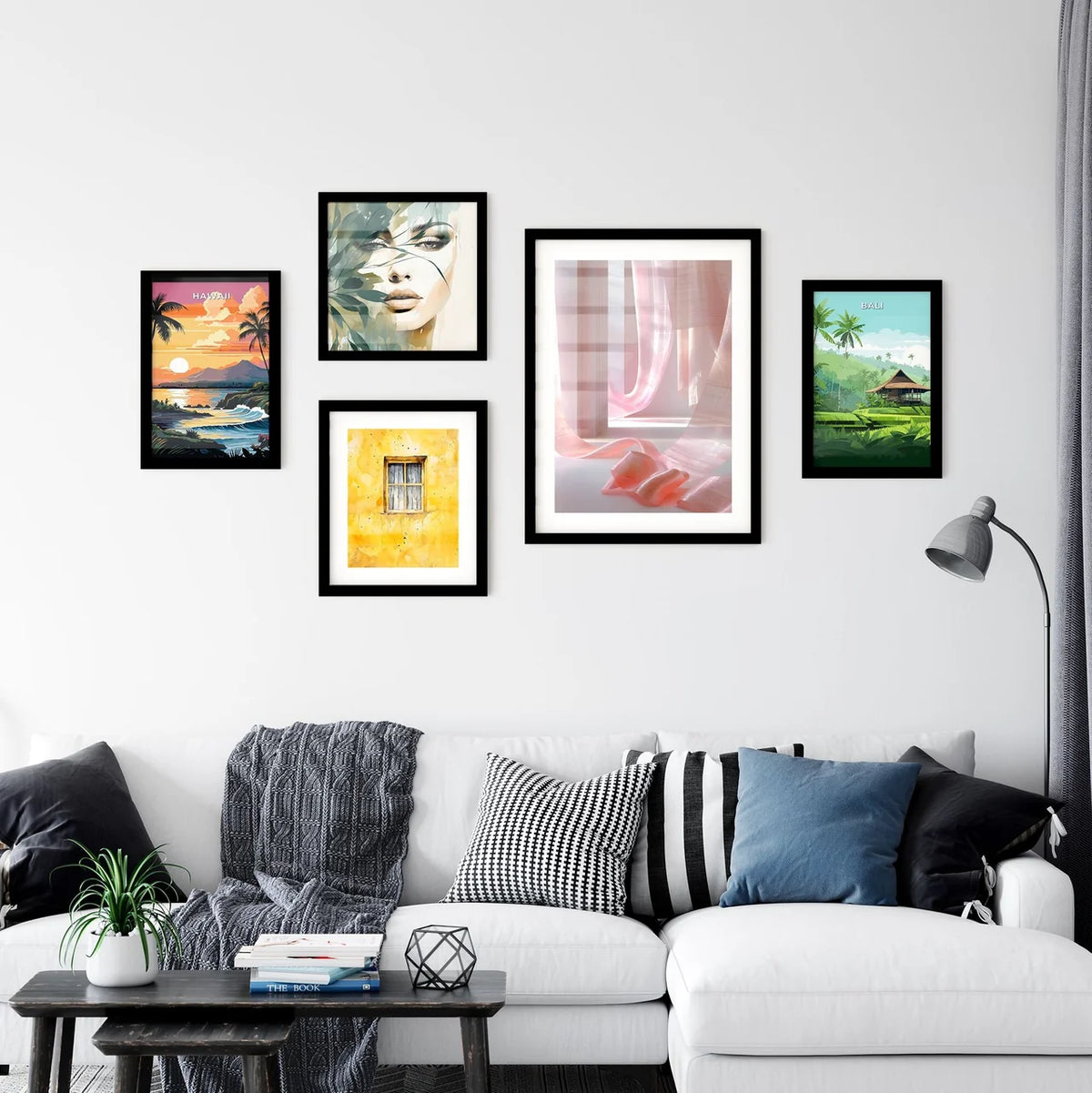 Abstract Art of Vibrant Pink Ribbon with Cur Wall Art
