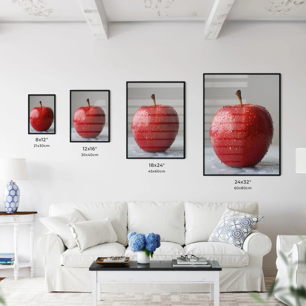 Vibrant Acrylic Painting of a Red Apple with - Kitchen Hangings