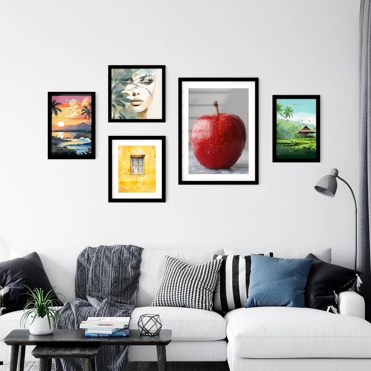 Vibrant Acrylic Painting of a Red Apple with Wall Art