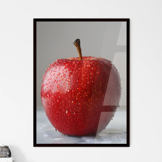 Vibrant Acrylic Painting of a Red Apple with - Framed Art Print