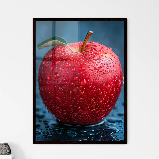 Hand Painted Red Apple on a Dish with Water  - Framed Art Print