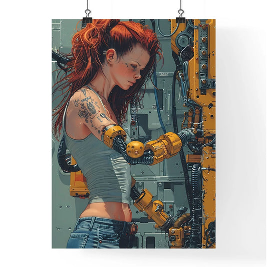 Sci-Fi Muscular Woman with Tattoos Poster