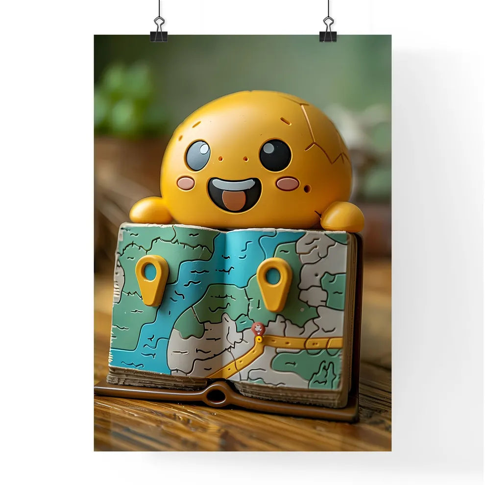 3D Map Emoji-Like Road Map With Markers Poster