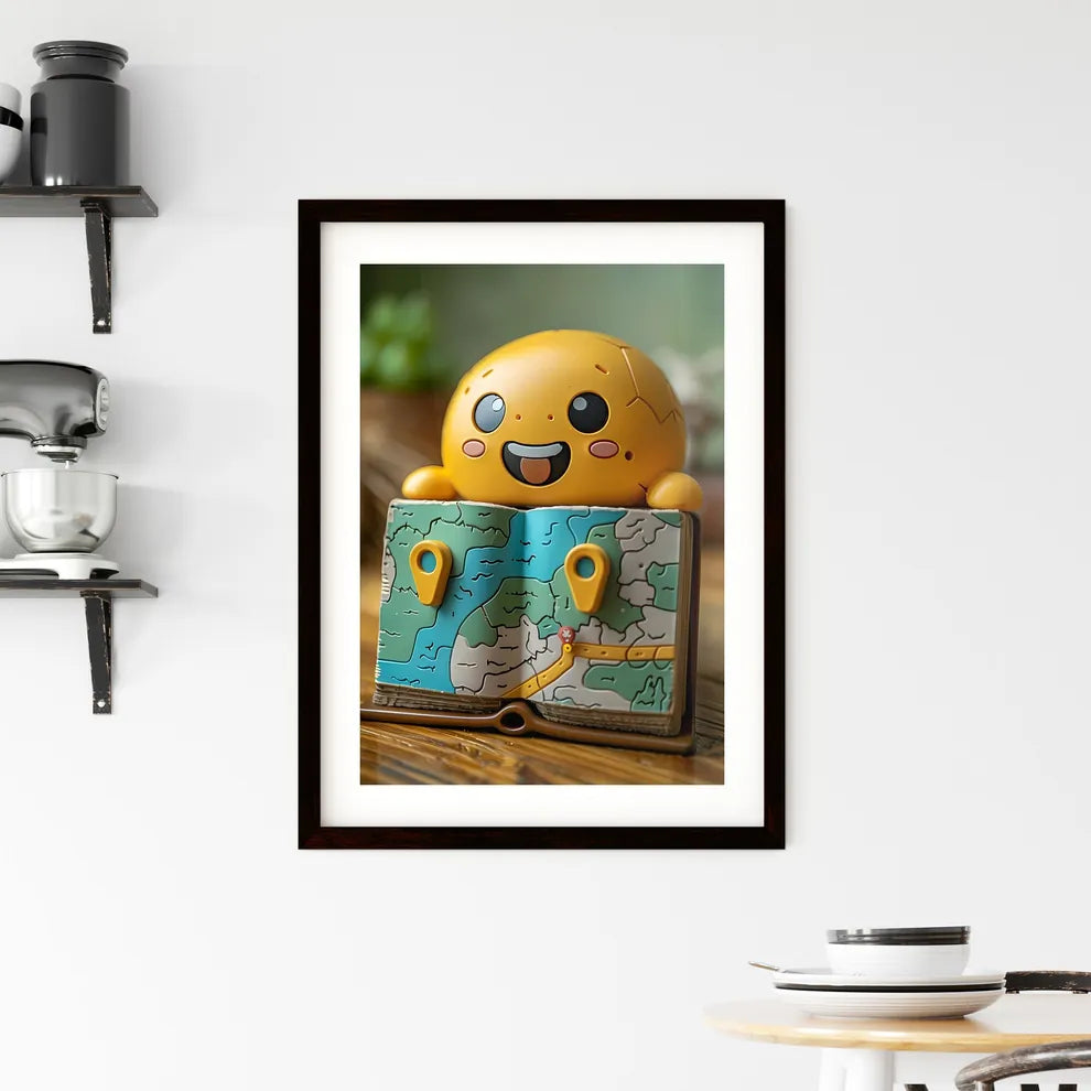 3D Map Emoji-Like Road Map With Markers Framed Print