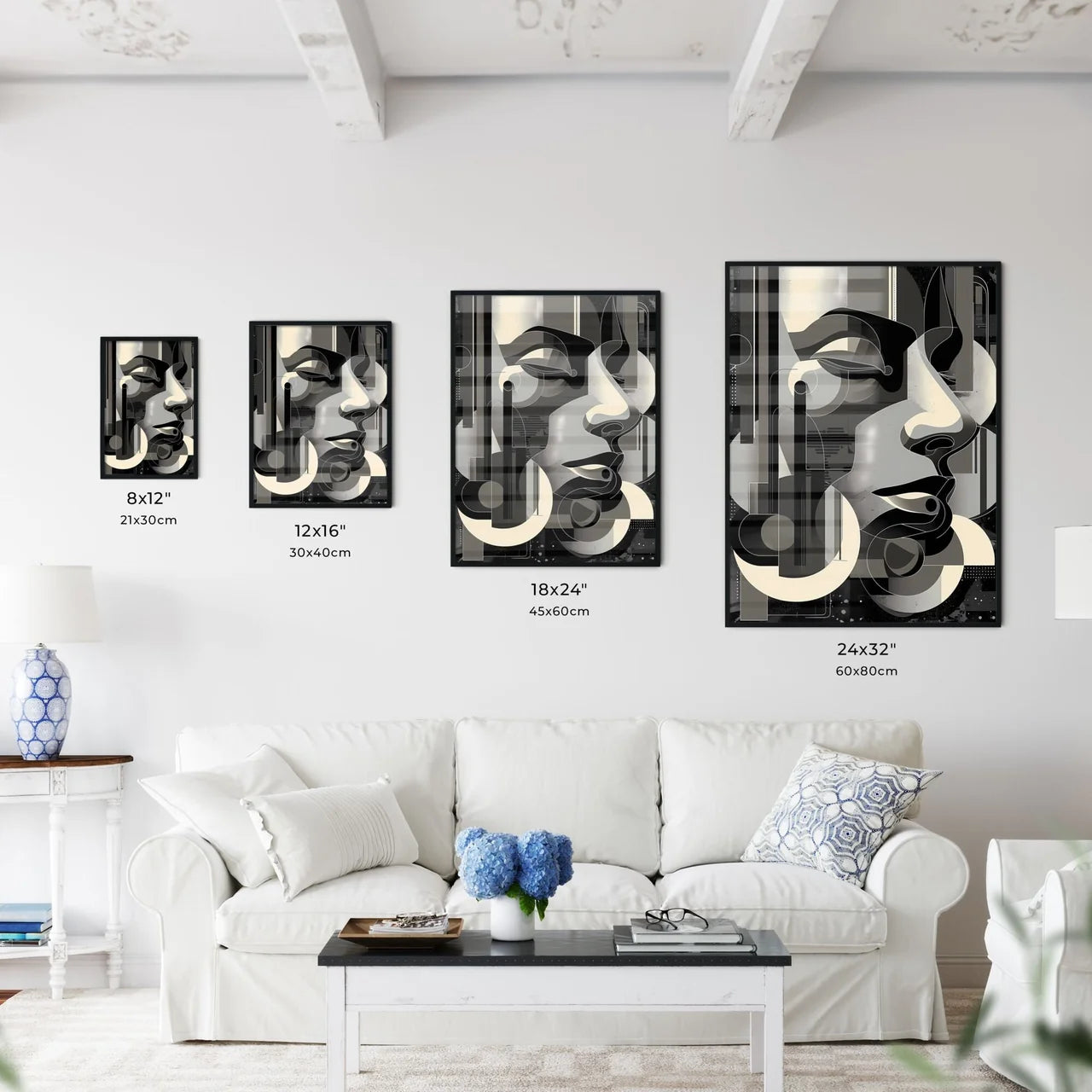 Minimalist Geometric Black and White Art | A - Kitchen Hangings