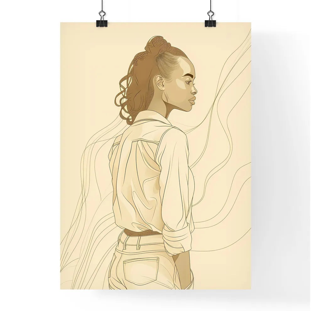 Bold Line Art of an African Woman's Graceful Poster