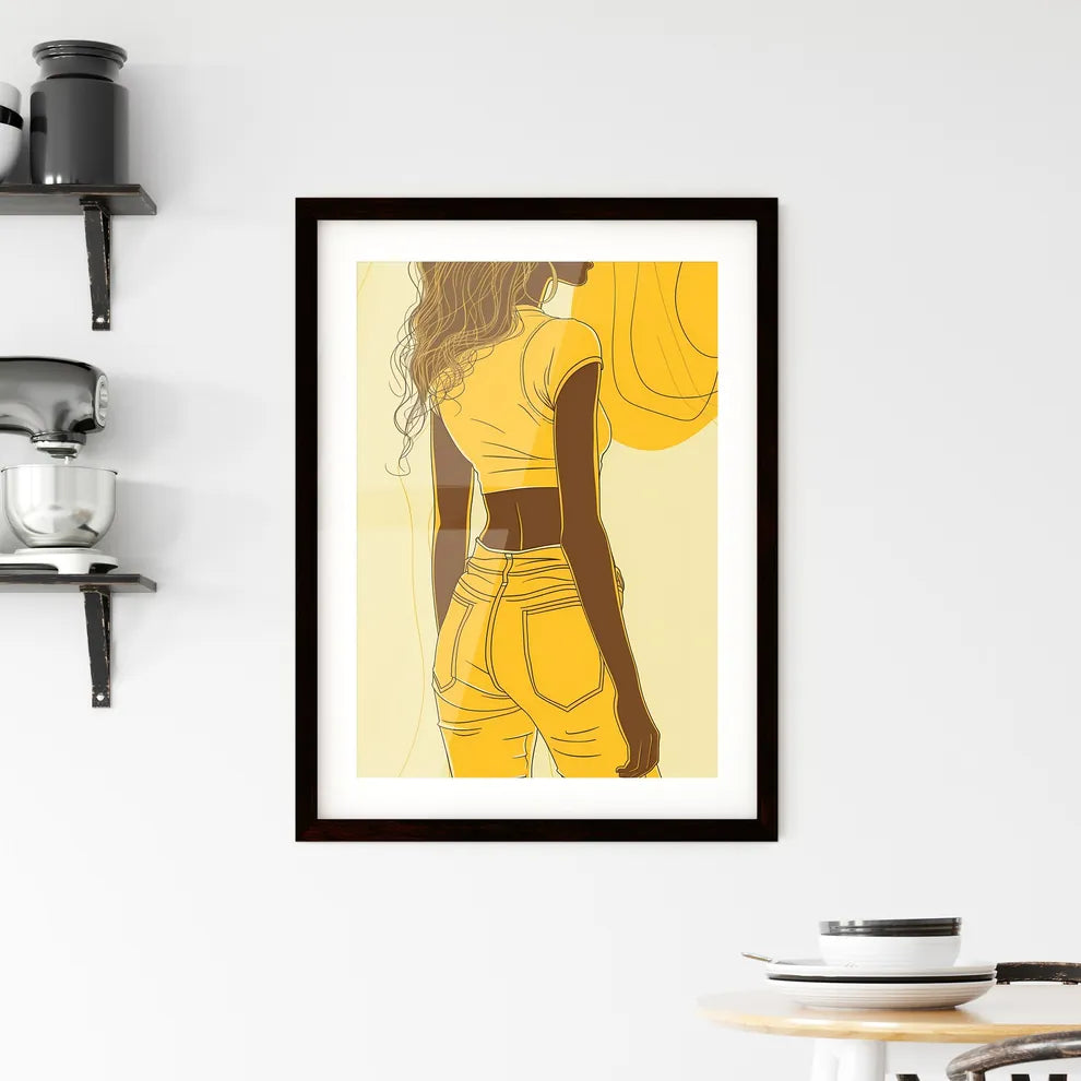 Vibrant African Woman Hips Line Drawing Framed Print