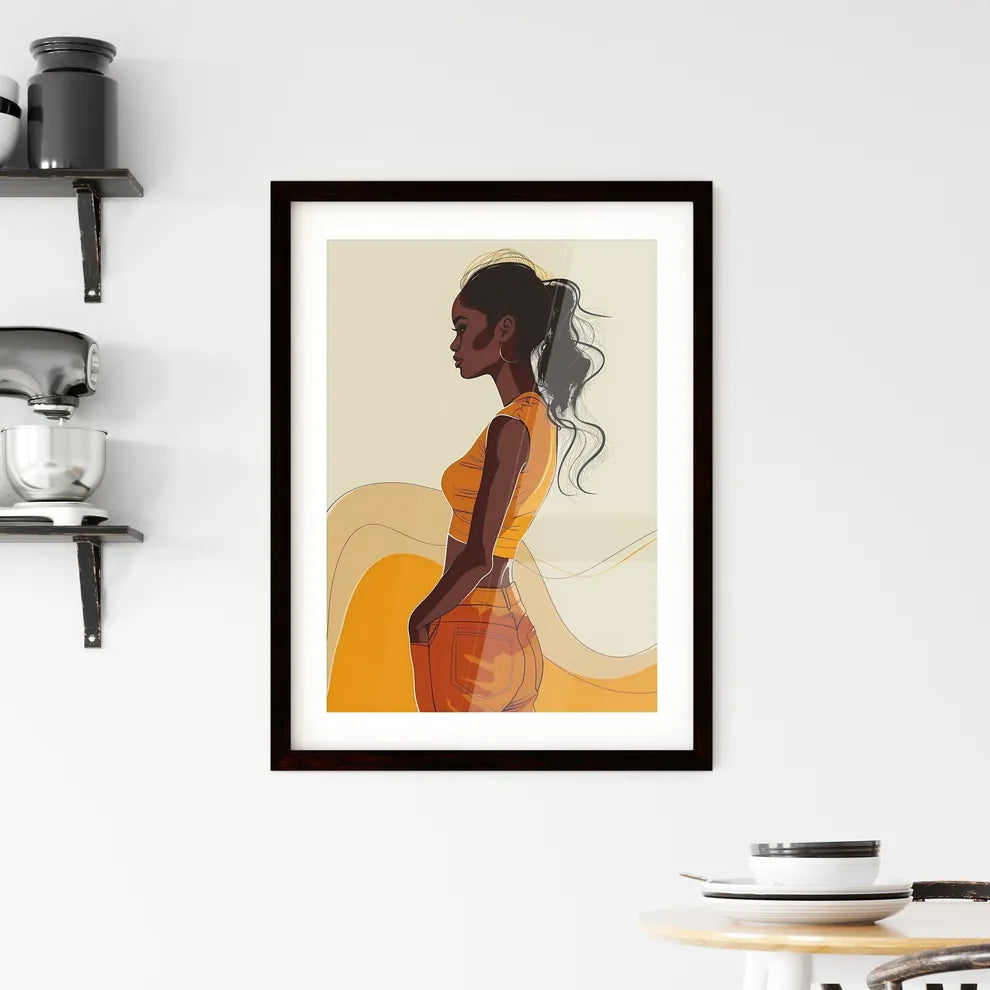 Vibrant Minimalist Line Drawing of an Africa Framed Print
