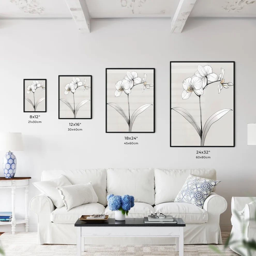 Minimalist Continuous Line Orchid Art - Kitchen Hangings