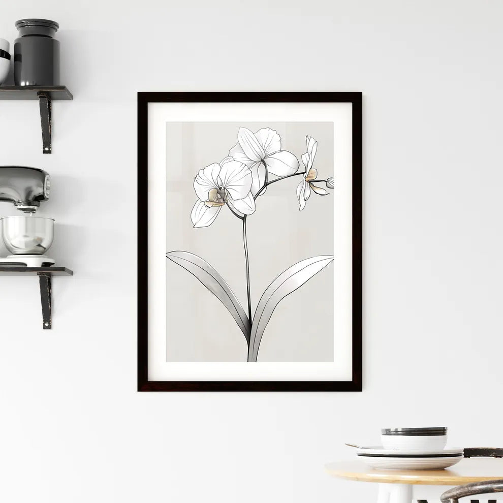 Minimalist Continuous Line Orchid Art Framed Print