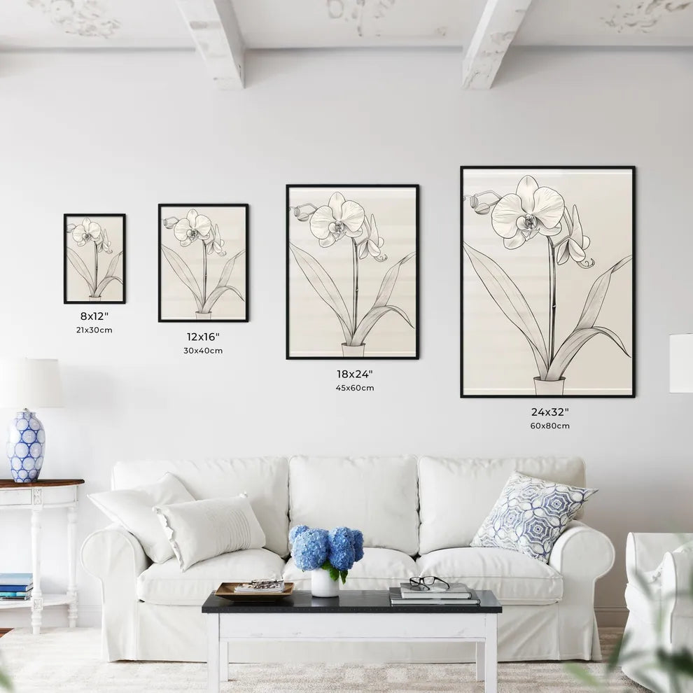 Minimalist Line Drawing Orchid Flower Art - Kitchen Hangings