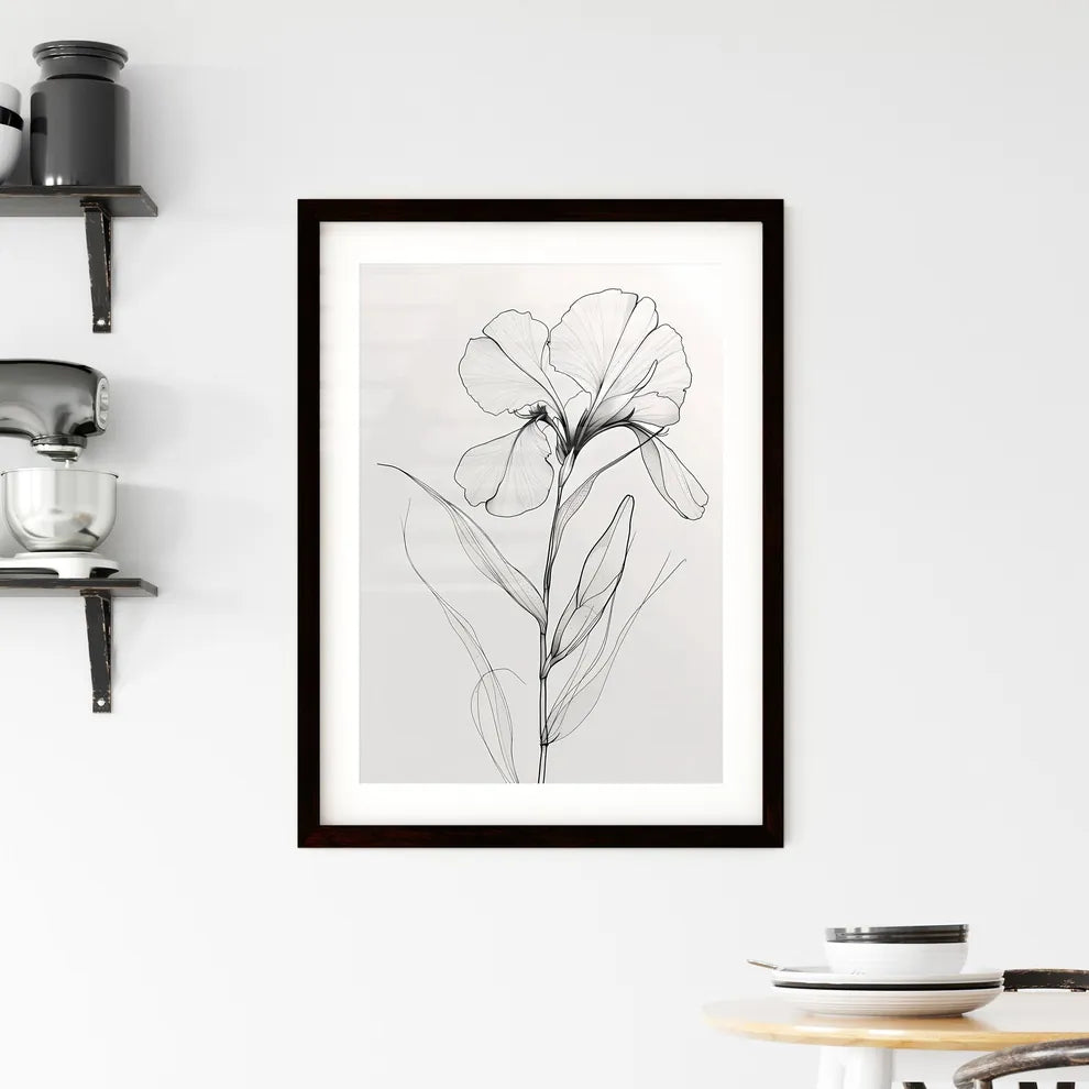 Single Line Orchid Flower Drawing Framed Print