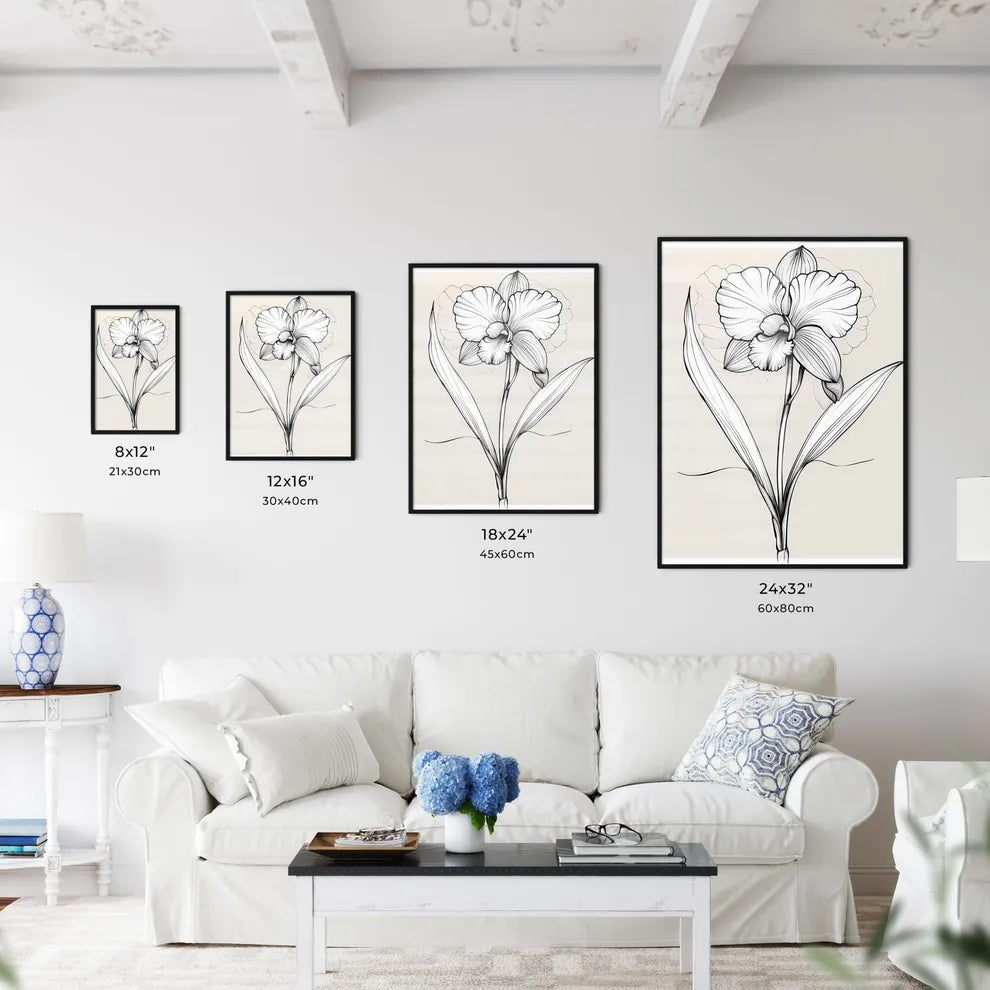 Single Line Orchid Drawing - Elegant Minimal - Kitchen Hangings