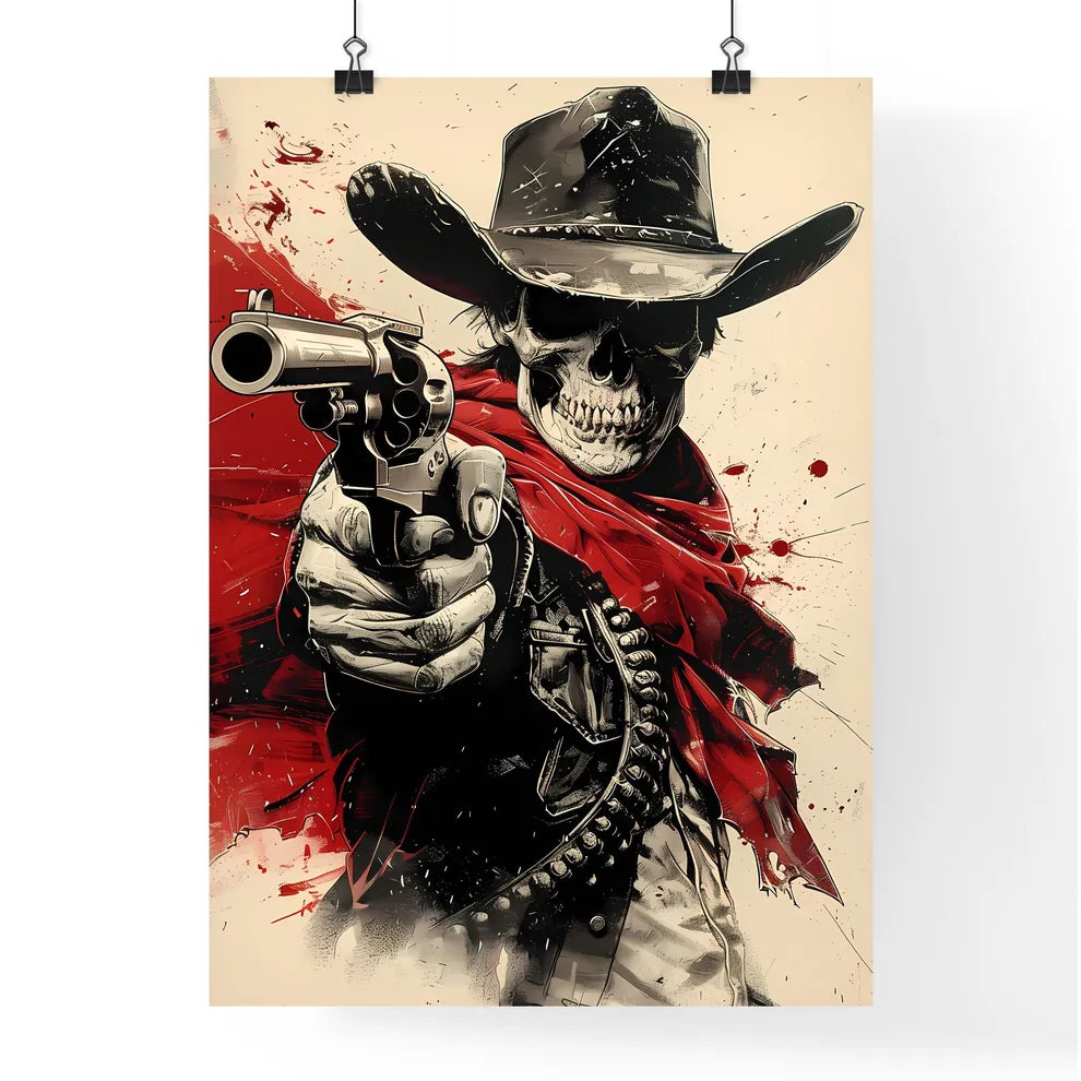 VIBRANT SKELETON COWBOY WITH HAT BANDANA WEA Poster