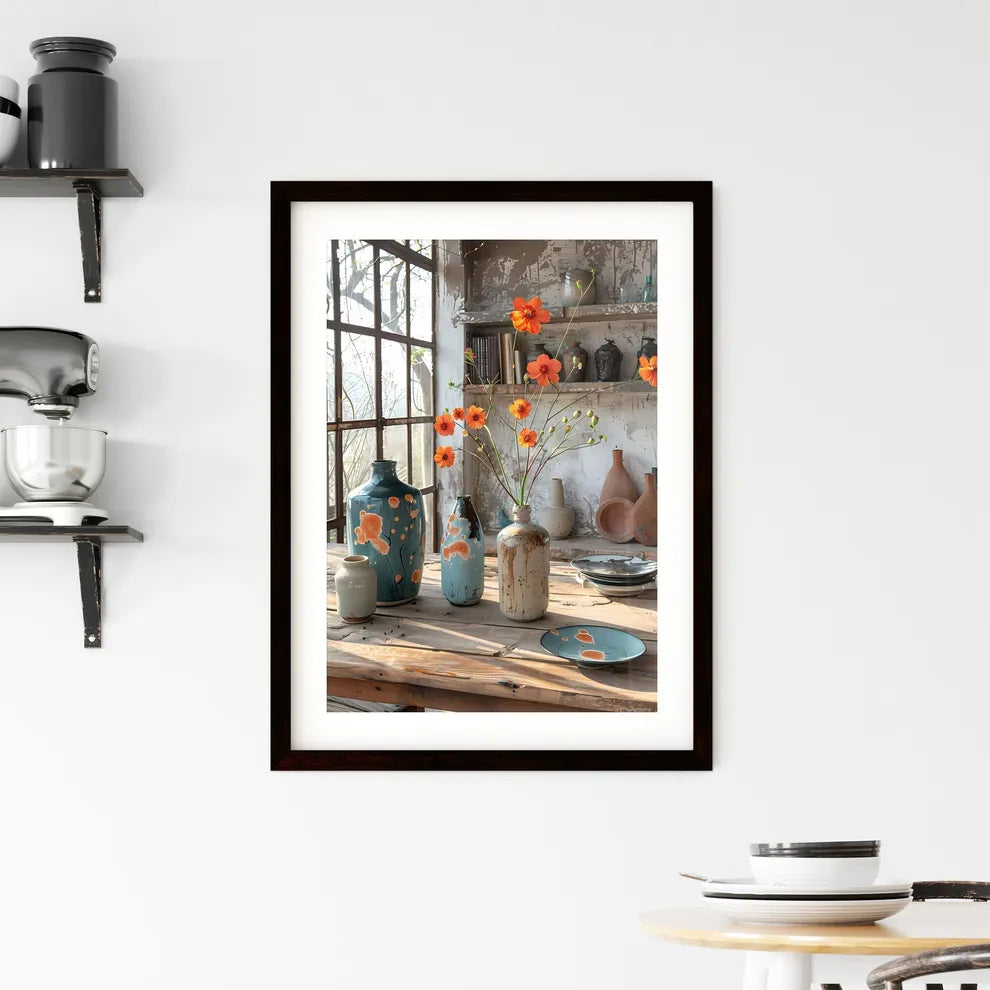 Abstract Oil Painting on Canvas Featuring Vi Framed Print