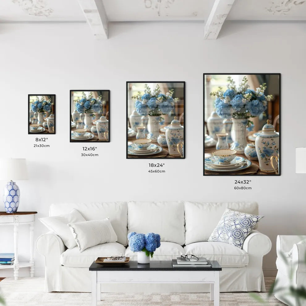 Vibrant Painting of Chinese Blue and White C - Kitchen Hangings
